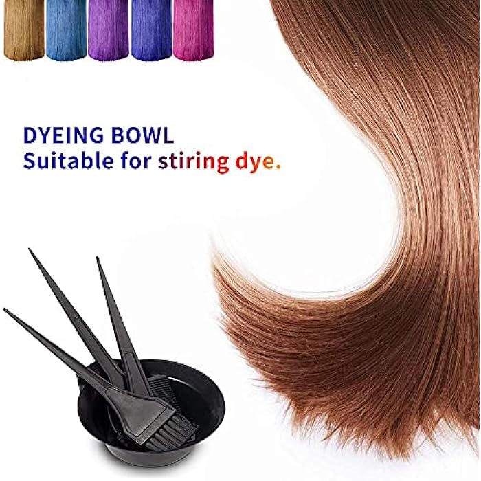 Moonmini Hair Dye Color Brush and Bowl Set, 4Pcs Color Bowl Brushes Tool Mixing Bowl Kit Tint Comb for Hair Tint Dying Coloring Applicator, BLACK, 4 Piece Set - Image 3